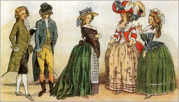 фото|Мужские и женские костюмы 1785-1786 гг.